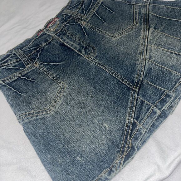 Y2K Vanilla Star Micro Mini Denim Skirt Pleated Juniors Sz 1 - Picture 3 of 10
